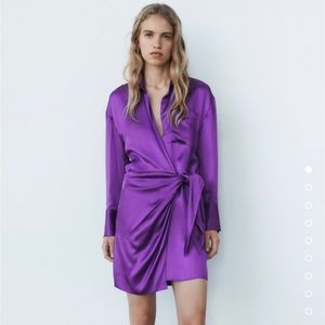 Zara Satin Effect Wrap Dress